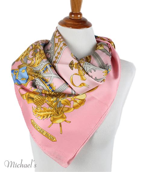 Hermes pink silk scarf